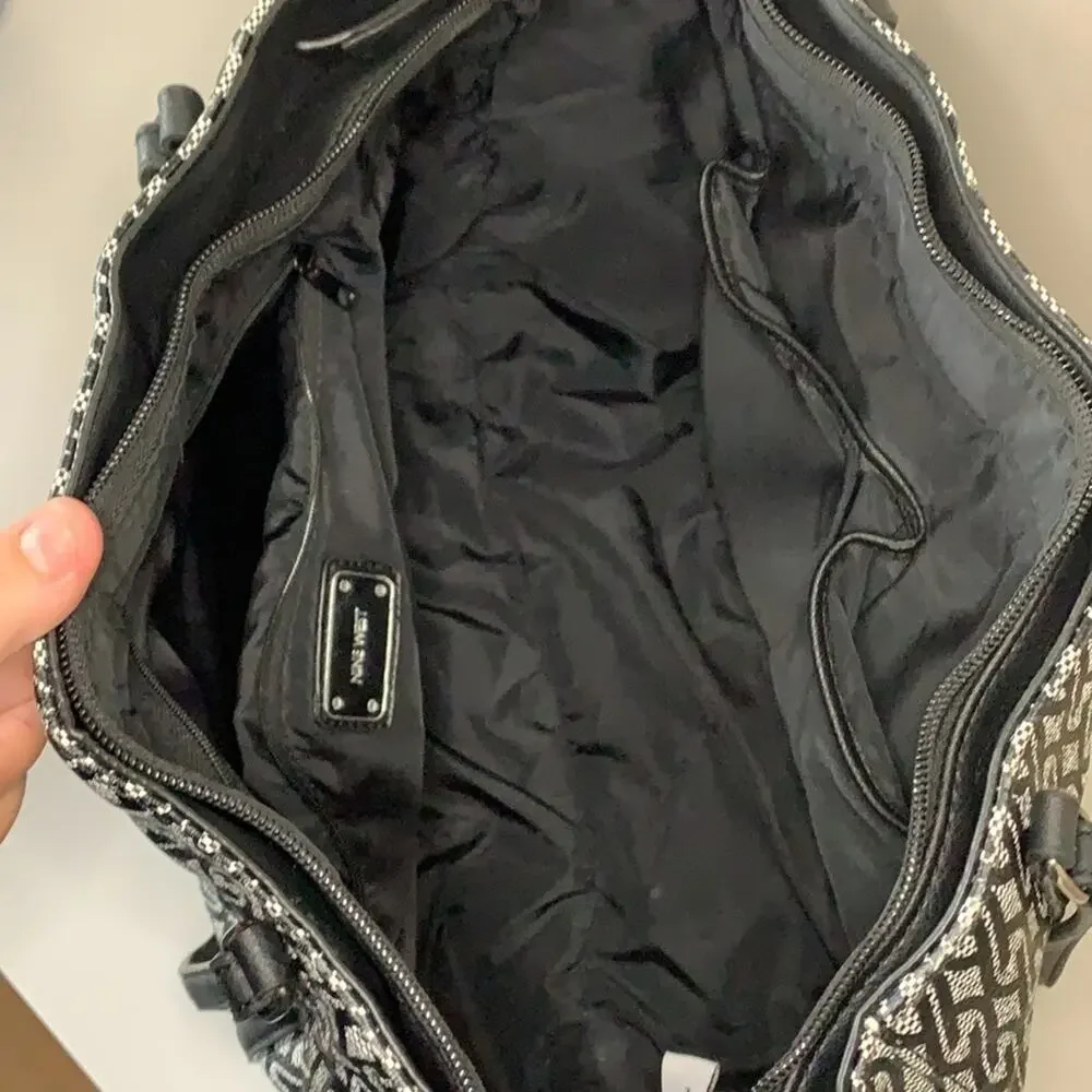 Nine West Jacquard Handbag Black and Gray